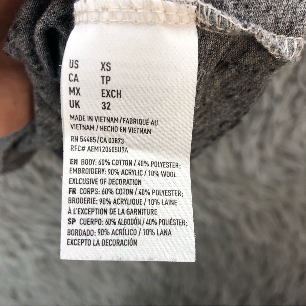American Eagle Outfitters Shirt Men XS Heathered Gray Logo Spellout Long Sleeve - Picture 7 of 9